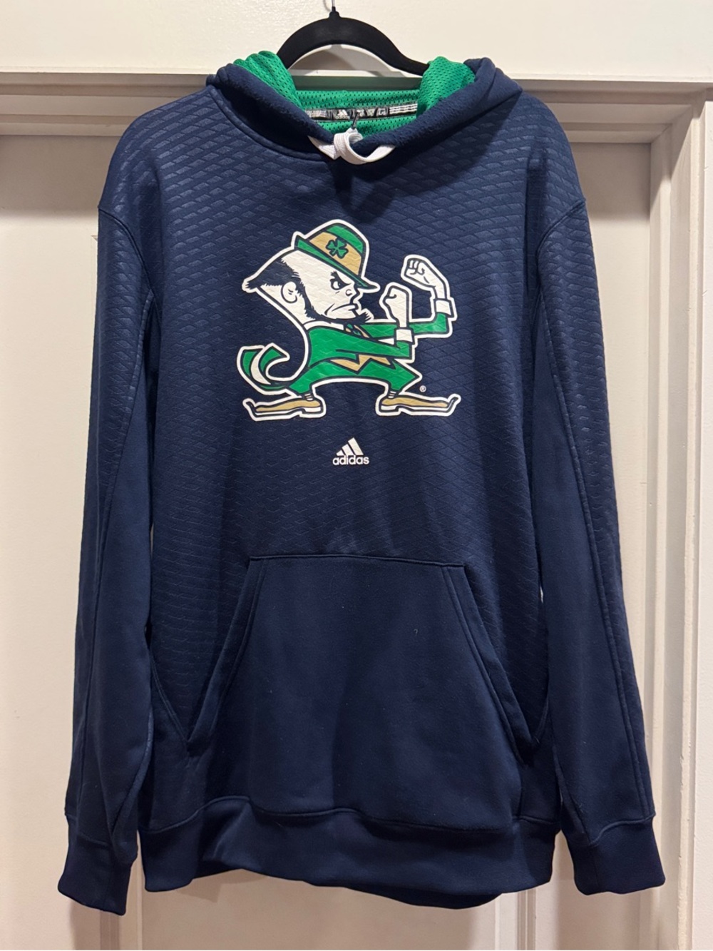 Adidas Men's Navy Notre Dame Pullover Hoodie - Large
